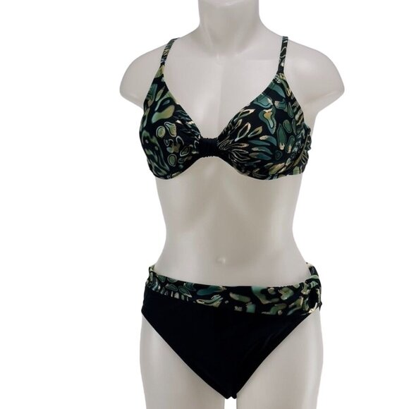 OCEAN DREAM COLLECTION Women's Nylon 2 Piece Black Bottom Multicolor Top Size 16 - Picture 10 of 10